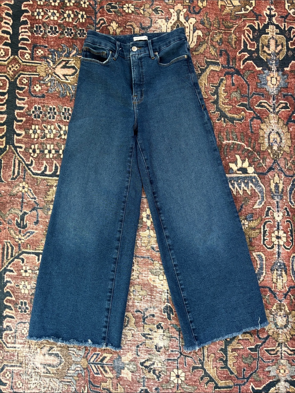Good American Dark Blue Wide-Leg High-Rise Jeans